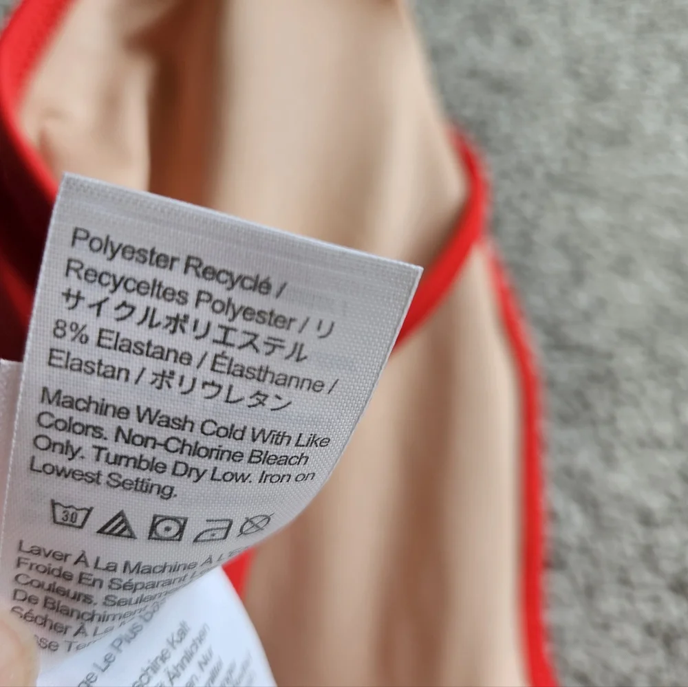 J.Crew plus v neck Moderate Coverage bikini top, 3XL, red